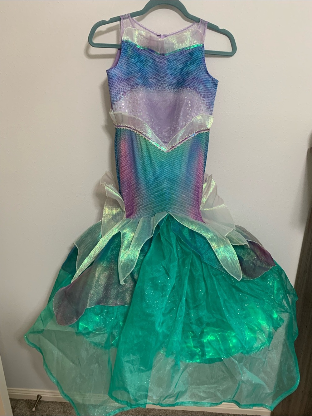 Little Mermaid Ariel Full Dress Costume Hoop Skirt Layers Girls Medium 8/10